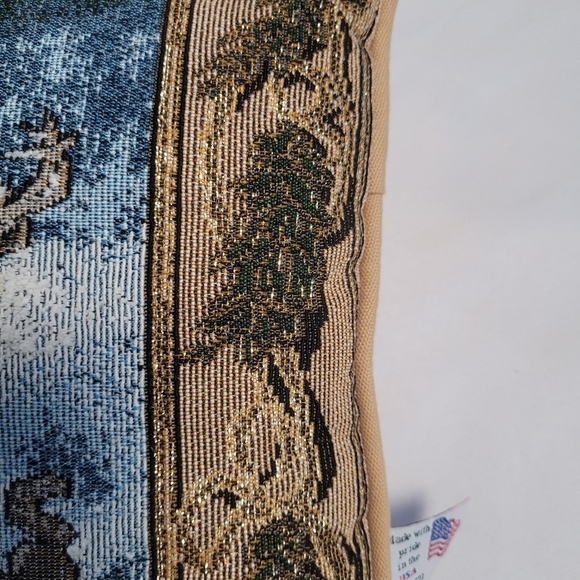 Riverdale Winter Scene Deer Tapestry Throw Pillow 16x12 - Picture 7 of 13